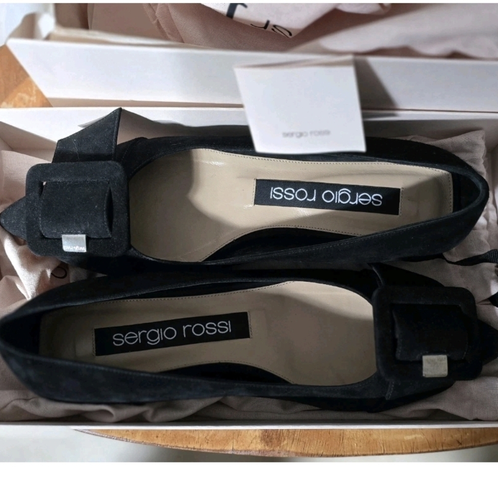 Sergio Rossi Black Suede Flats